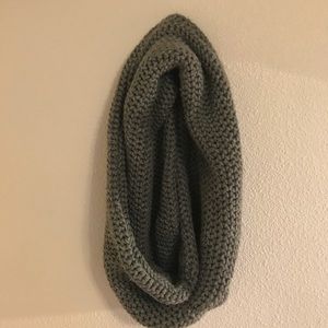 Knitted gray infinity scarf